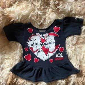 Vintage Disney 101 Dalmatians Girls Toddler 2T Ruffle Shirt